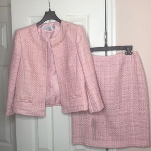 Nwt Tahari Pink Tweed Skirt Suit 